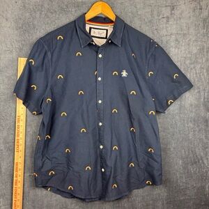 Original Penguin Navy Button Up with Rainbows Men’s Sz XL